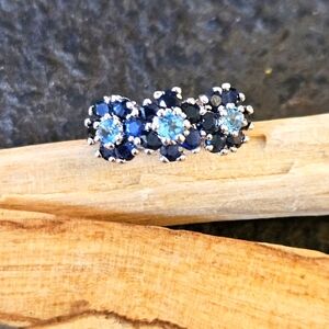 Pretty Sterling Silver Blue Stone Topaz Ring